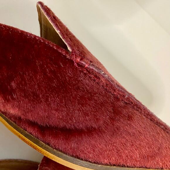 Mi.iM Lux Burgundy Red Calf Hair Mule Loafer Slipper Flats Womens 7.5 - Picture 11 of 16